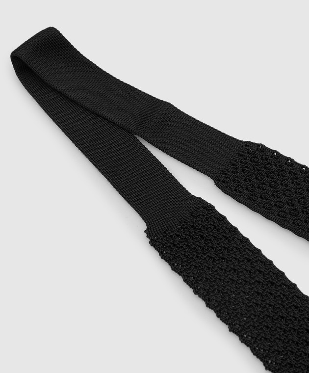 Stefano Ricci Детский черный шелковый галстук в узор YCRM1600SETA изображение 3