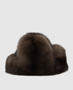 Loro Piana Темно-синя шапка з кашеміру з хутром соболя FAG4600z