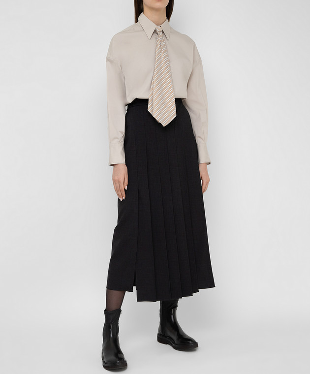 Brunello Cucinelli Темно-серая юбка из шерсти M0W27G2994 изображение 2