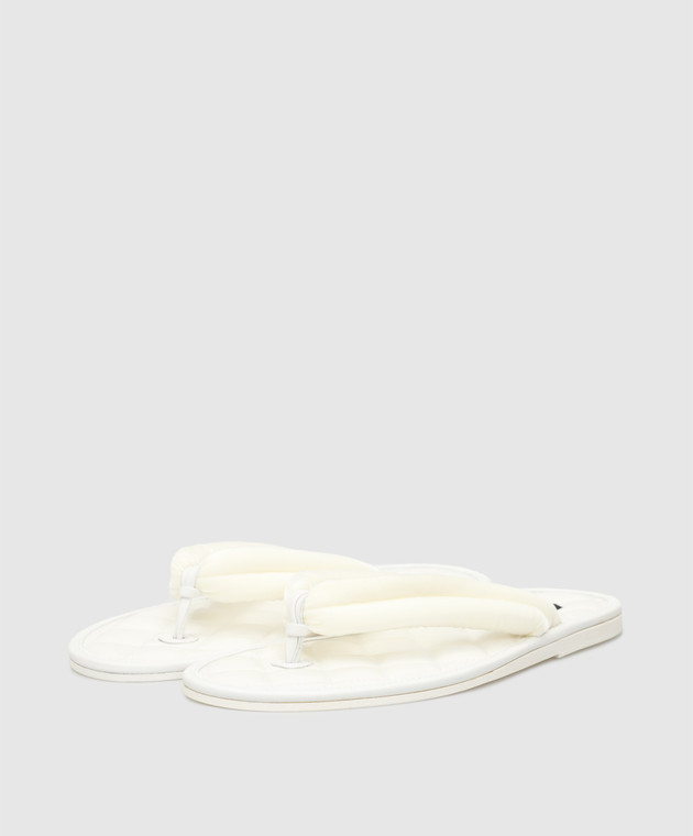 Tom Ford Білі шкіряні шльопанці з оксамитовими ремінцями W2921NTVE011 зображення 3