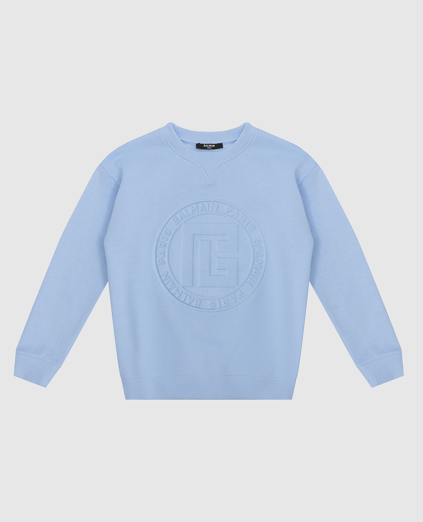 

Детский свитшот с фактурной эмблемой, Голубой, Худи и свитшоты