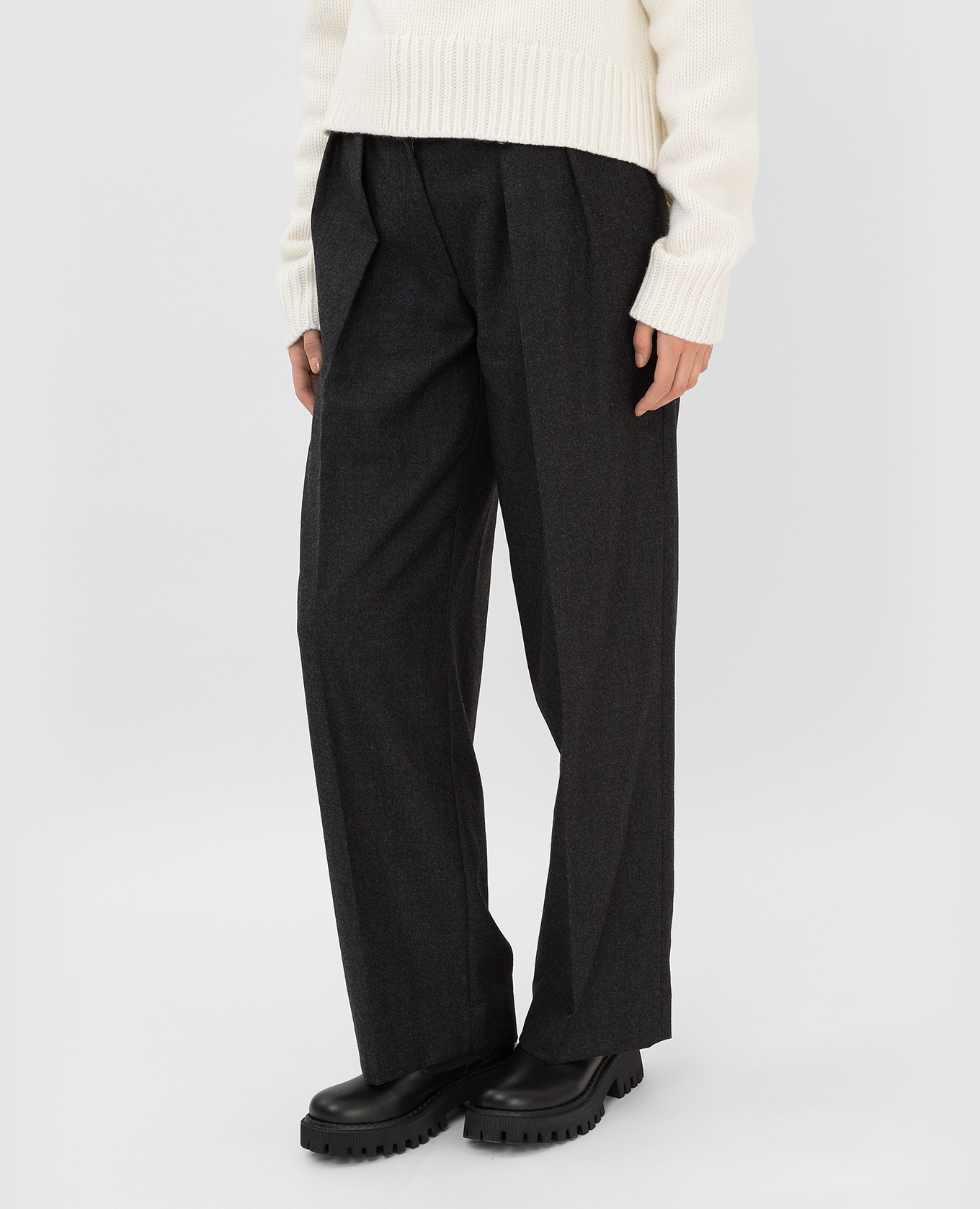 The Row Темно-серые брюки Marselina из шерсти 5963W2107 изображение 3