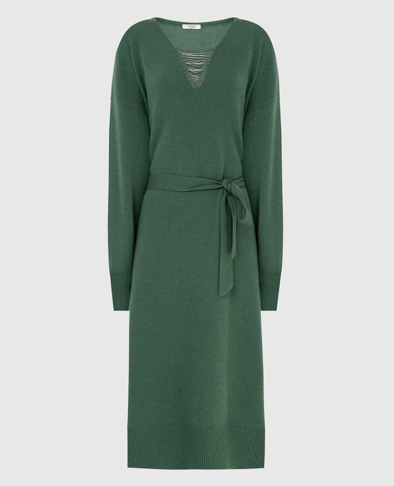 Зеленое платье из шерсти, шелка и кашемира