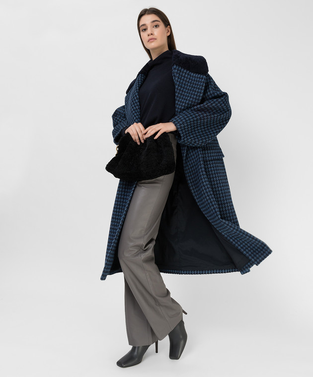 Simonetta Ravizza Синее пальто Valerie с мехом в узор VALERIE изображение 2