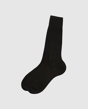 Stefano Ricci Темно-коричневые носки в рубчик C009UN0001C009UN