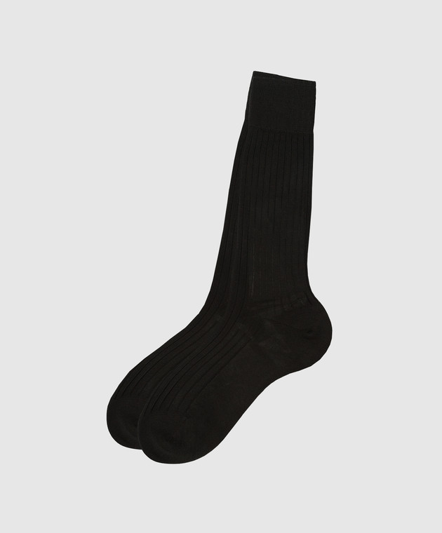 Stefano Ricci Темно-коричневі шкарпетки в рубчик C009UN0001C009UN