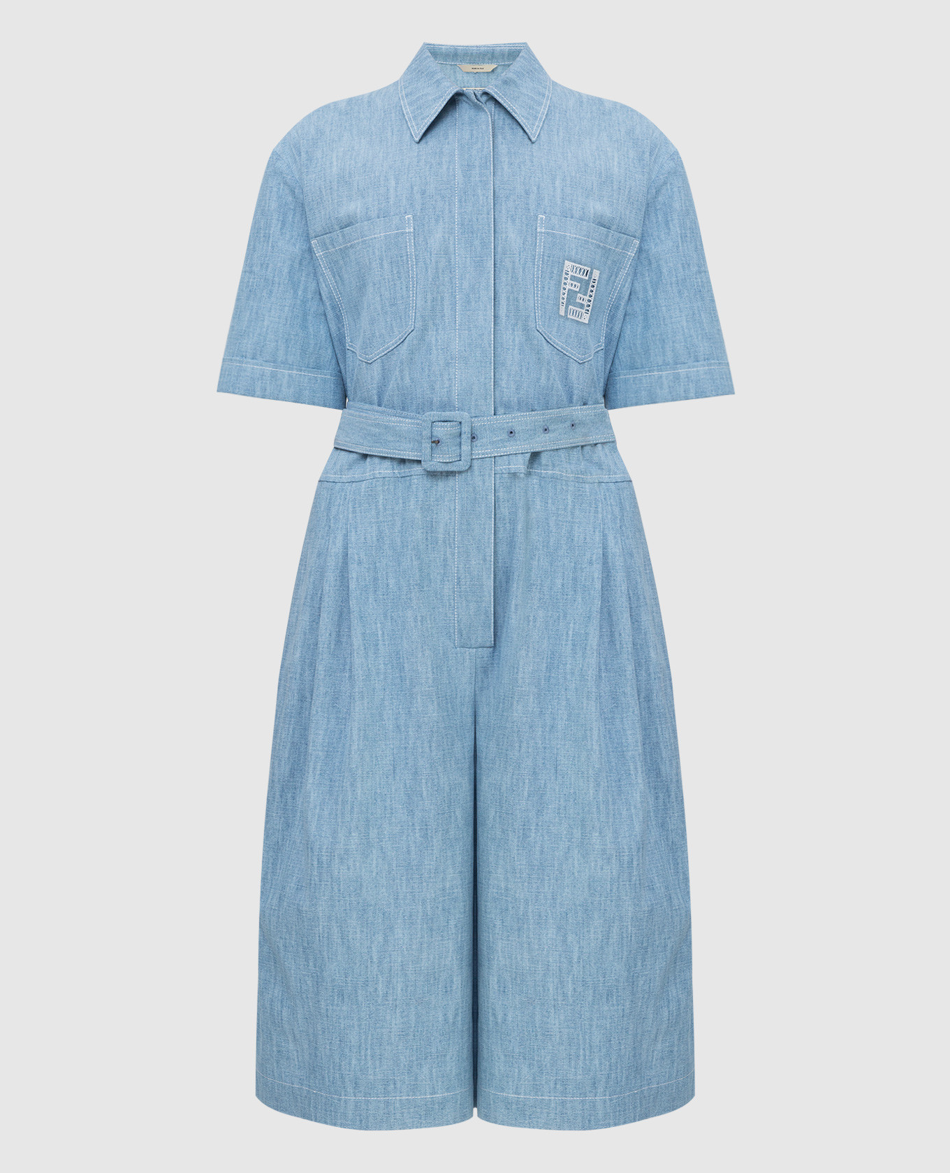 

Джинсовый комбинезон с вышивкой логотипа Fendi, Голубой, Платья Миди