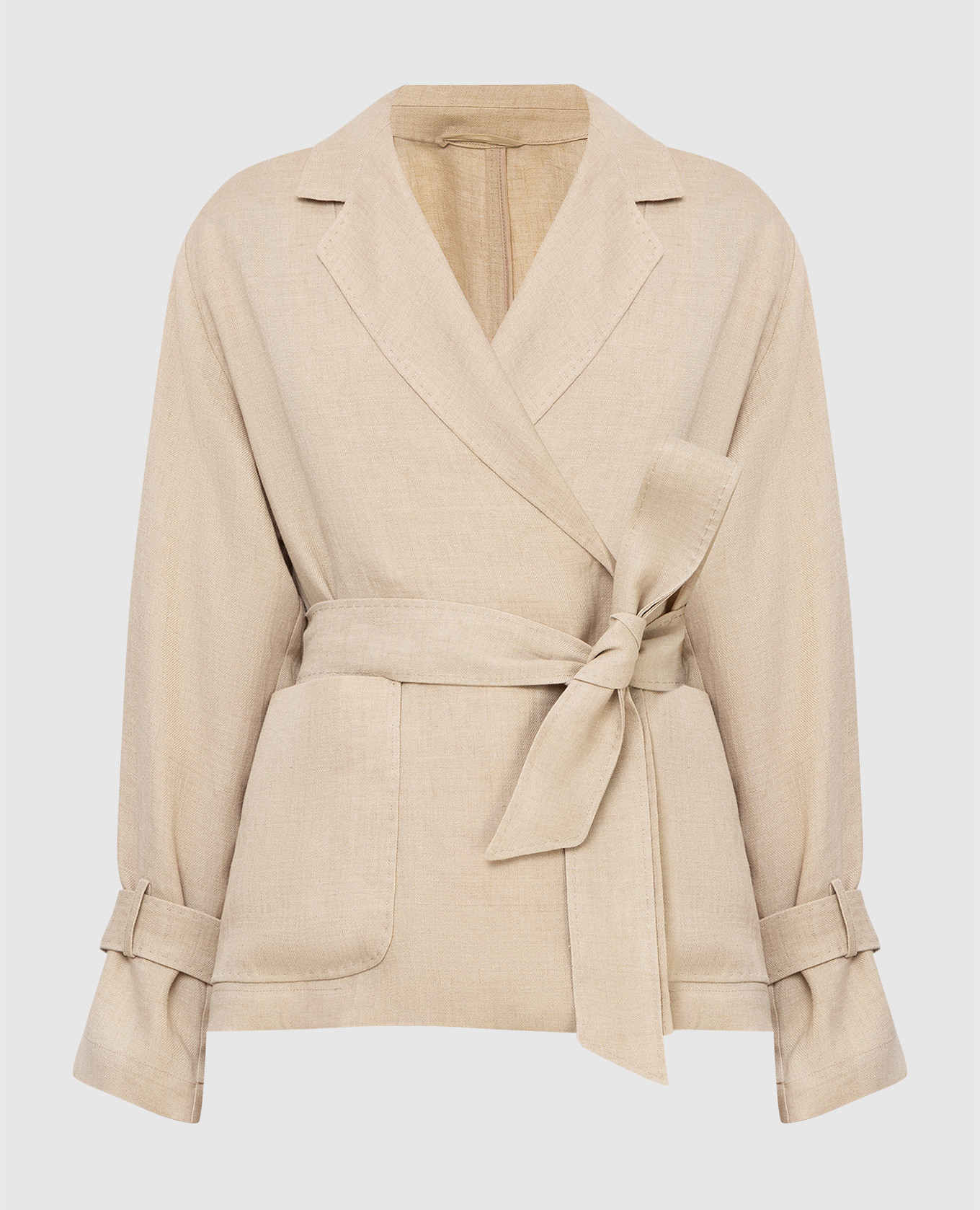 

Льняной двубортный жакет Max Mara, Бежевый, Жакеты