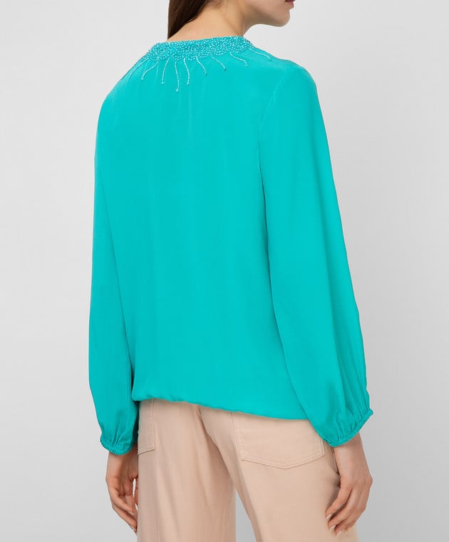 Taj by Sabrina Бірюзова блуза з шовку SUSH1087 зображення 4