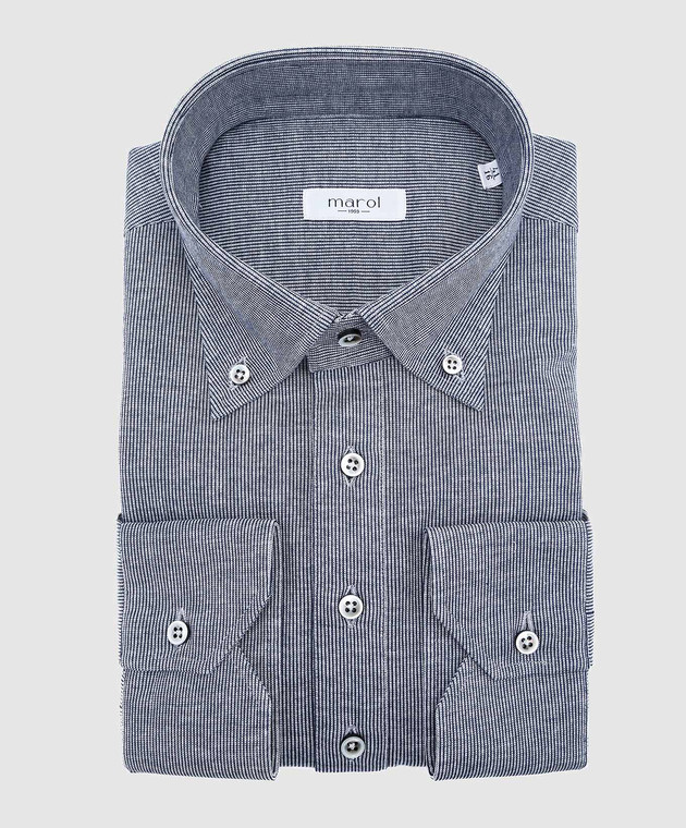 Marol Синяя рубашка с длинным рукавом 6726 изображение 3
