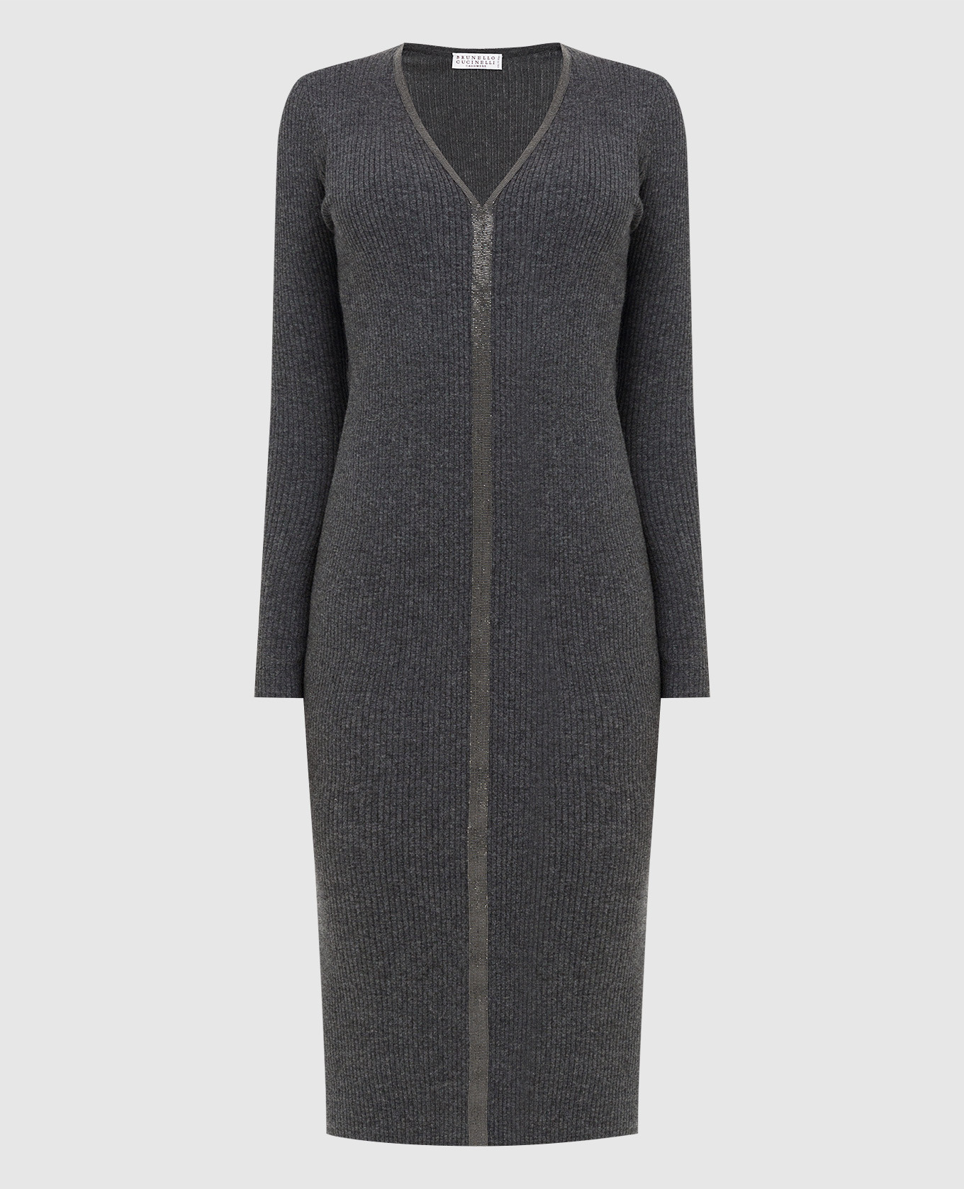 Gray cashmere dress with chains