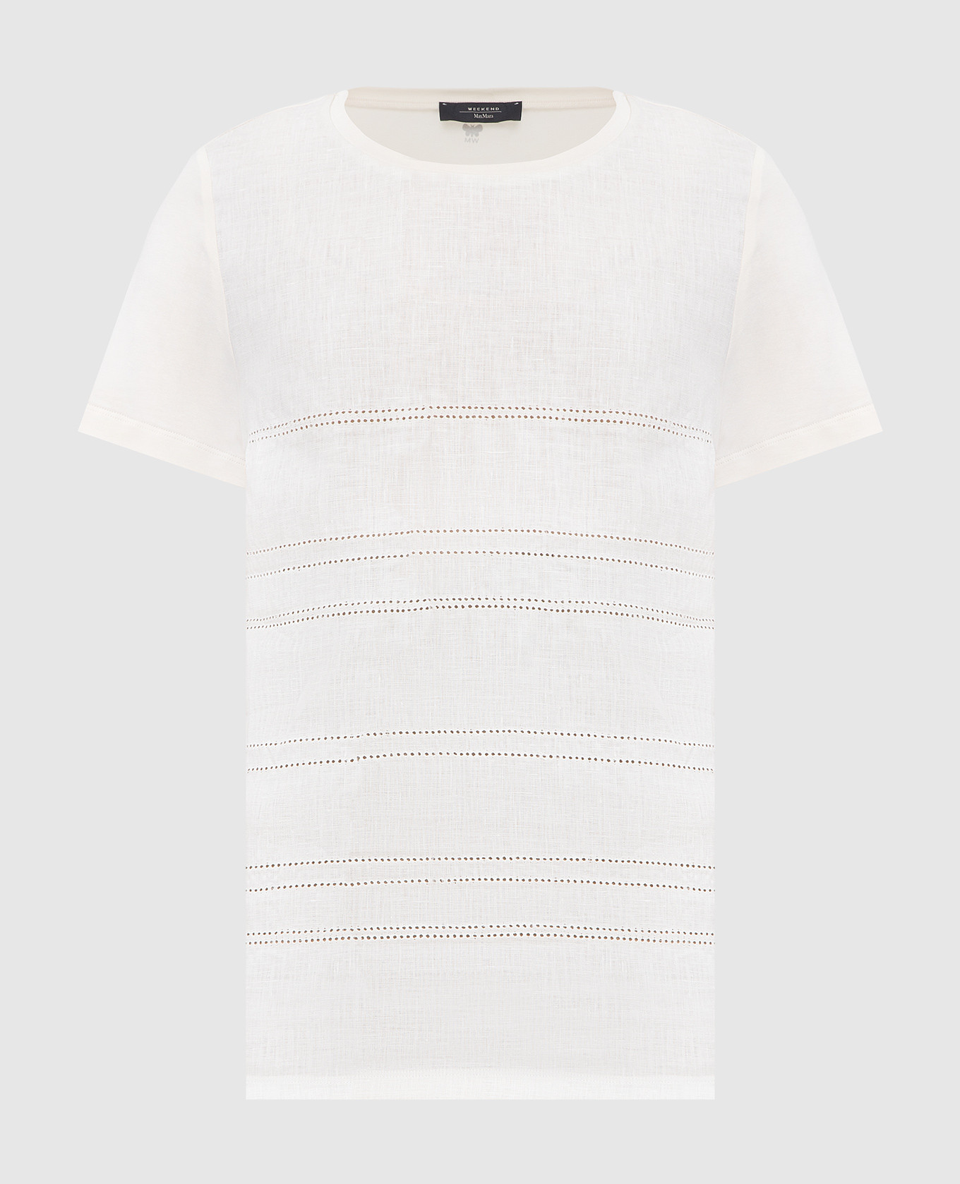 

Комбинированная футболка с прошвой Max Mara Weekend, Светло-бежевый, Футболки