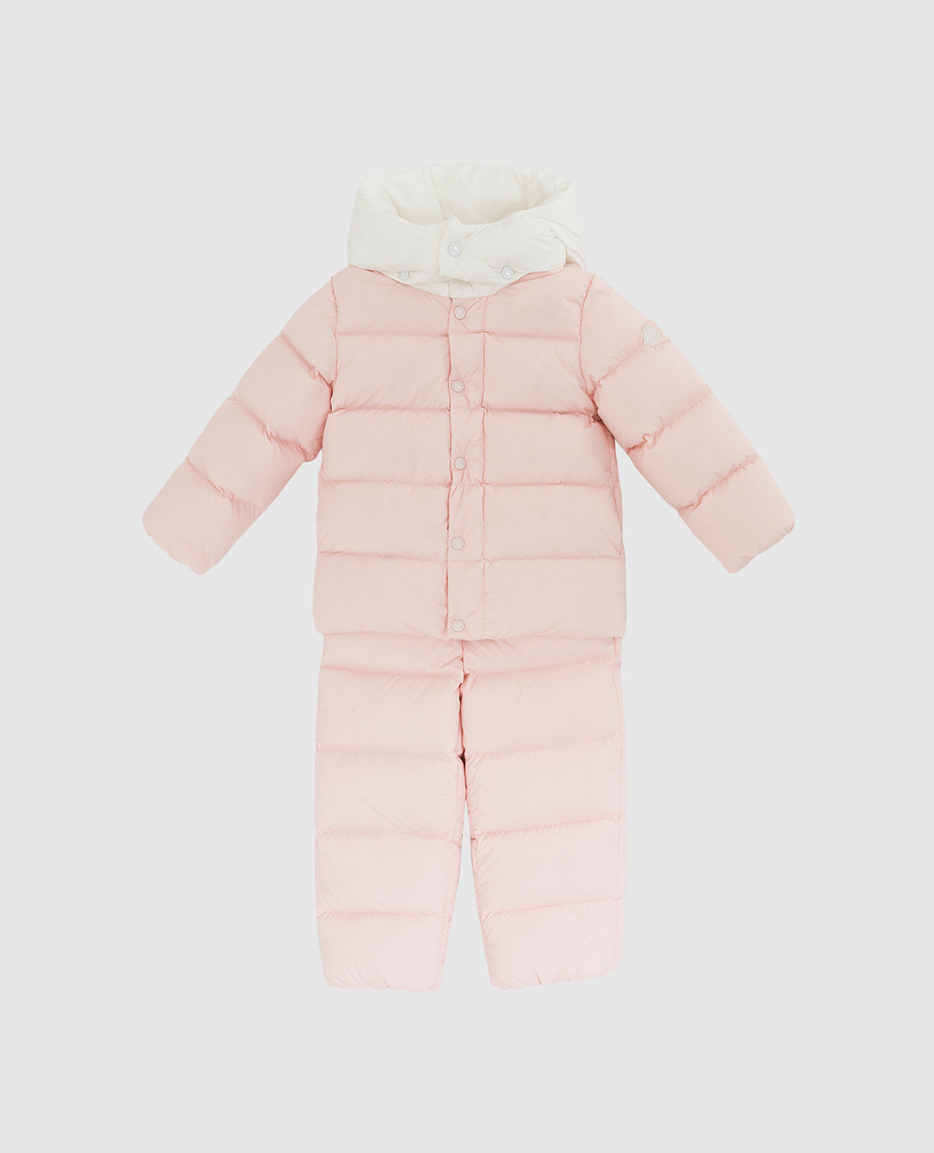 

Детский розовый пуховый костюм с принтом логотипа Moncler ENFANT, Спортивные костюмы