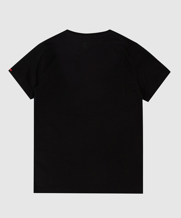 Stefano Ricci Детская черная футболка с вышивкой монограммы YNH0300320WV изображение 2