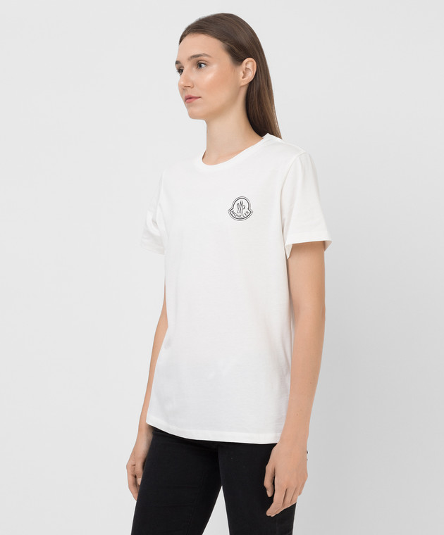 Moncler Белая футболка с принтом и эмблемой 8C00009829FB изображение 3