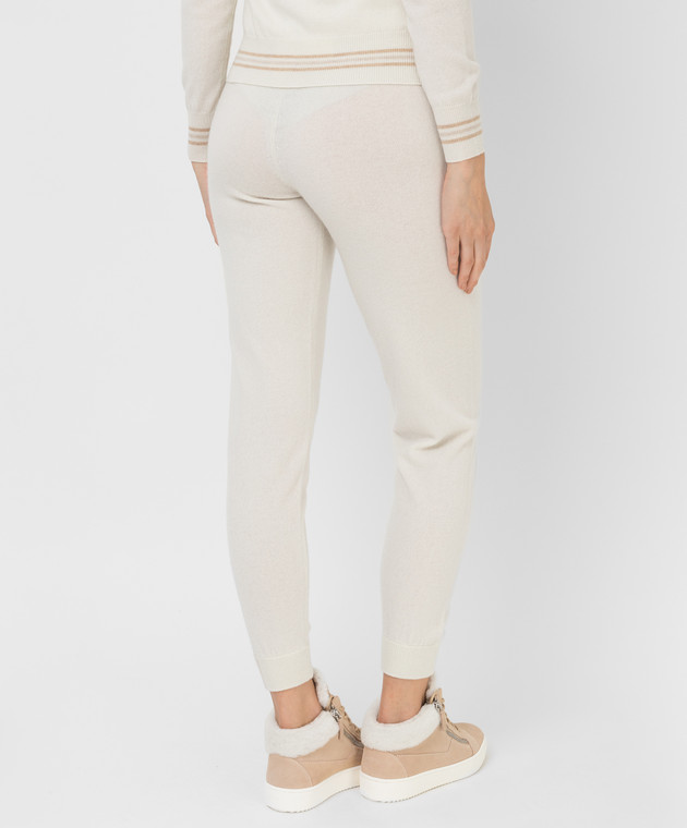 Be Florence White patterned cashmere joggers F2112 image 4