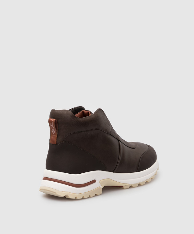 Loro Piana Темно-коричневые кожаные ботинки Trail Walk FAL9349 изображение 4