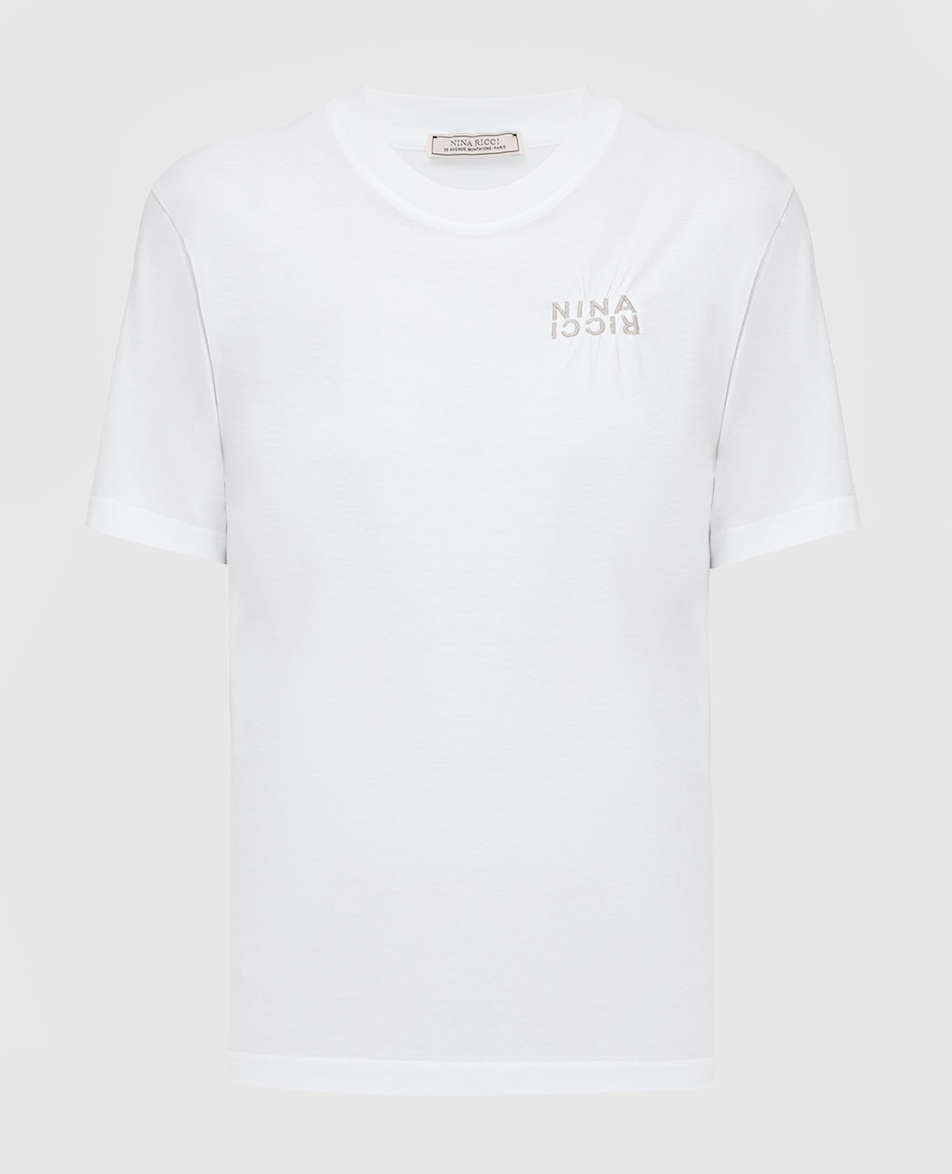 Белая футболка с вышивкой логотипа NINA RICCI