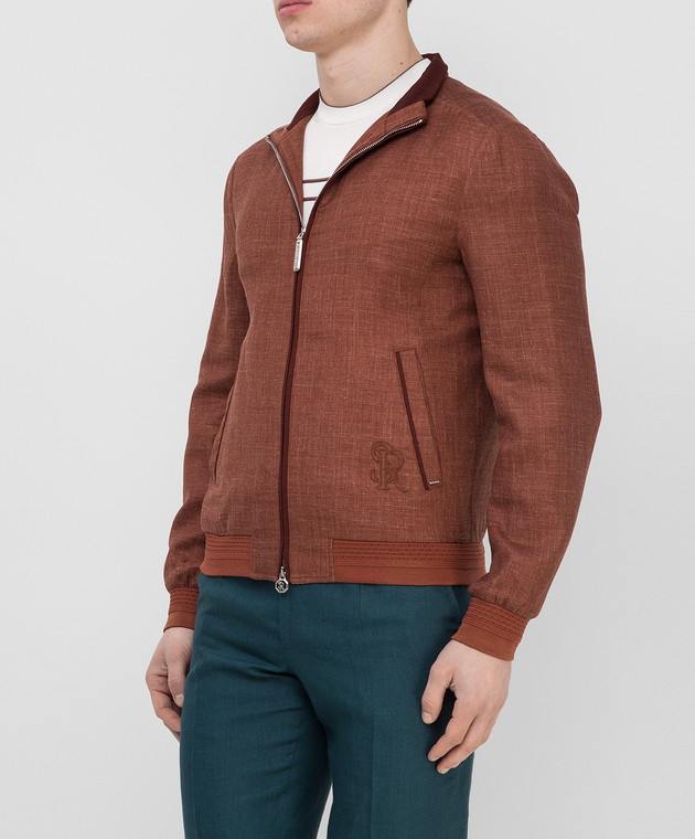 Stefano Ricci Терракотовая куртка из шерсти, шелка, кашемира и льна MDJ1100240HC564 изображение 3