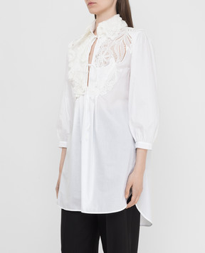 Ermanno Scervino Белая блуза с кружевными вставками D382Q762MUP