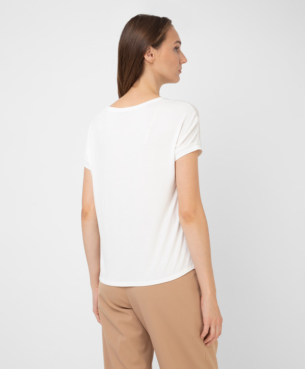 Max & Co White Chiara T-shirt with silk insert CHIARA image 4