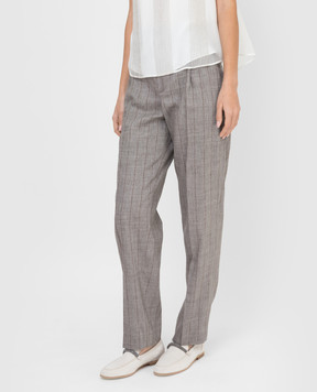 Brunello Cucinelli Штани з льону та вовни в смужку MH508P7589