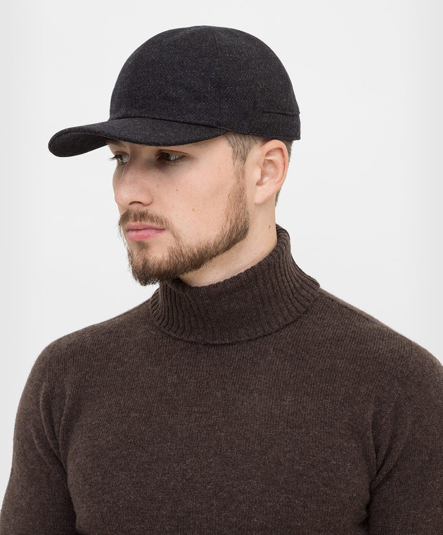 Loro Piana Темно-синяя кепка из шерсти и кашемира FAL8957 изображение 2