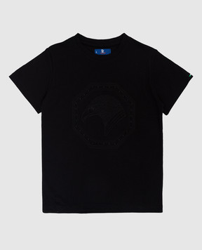 Stefano Ricci Дитяча чорна футболка з вишивкою YNH7200480803