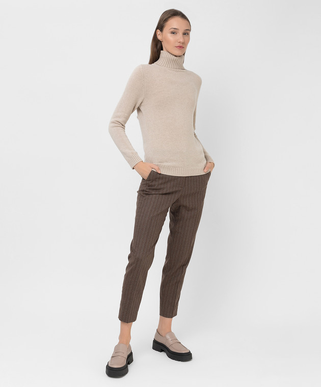 Peserico Brown Striped Wool and Cashmere Chinos P0476308315 image 2