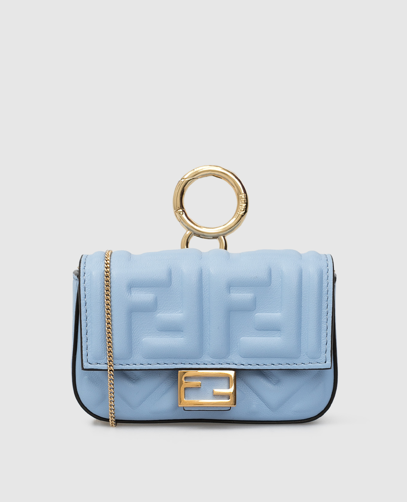 

Голубая кожаная нано-сумка "Baguette" Fendi, Голубой, Сумки