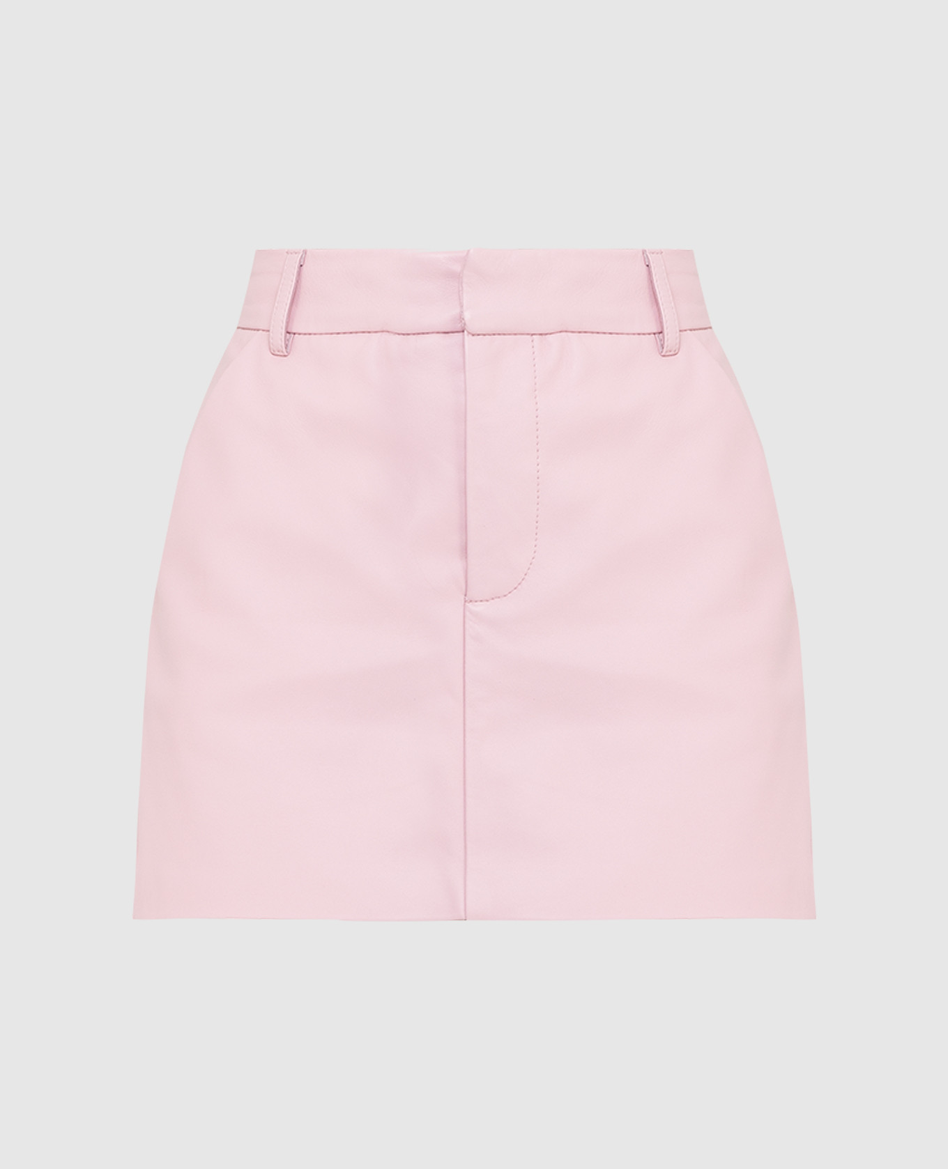 Розовая кожаная юбка-шорты