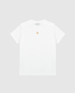 Dolce&Gabbana Детская белая футболка с металлической монограммой логотипа L2JTAZG7BDN