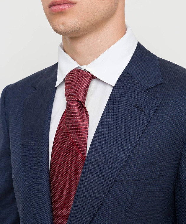 Stefano Ricci Червоний шовковий галстук в геометричний візерунок CXDD41073 зображення 2
