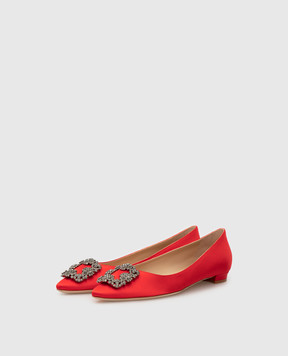 Manolo Blahnik Червоні балетки з кристалами HANGISIFLAT10