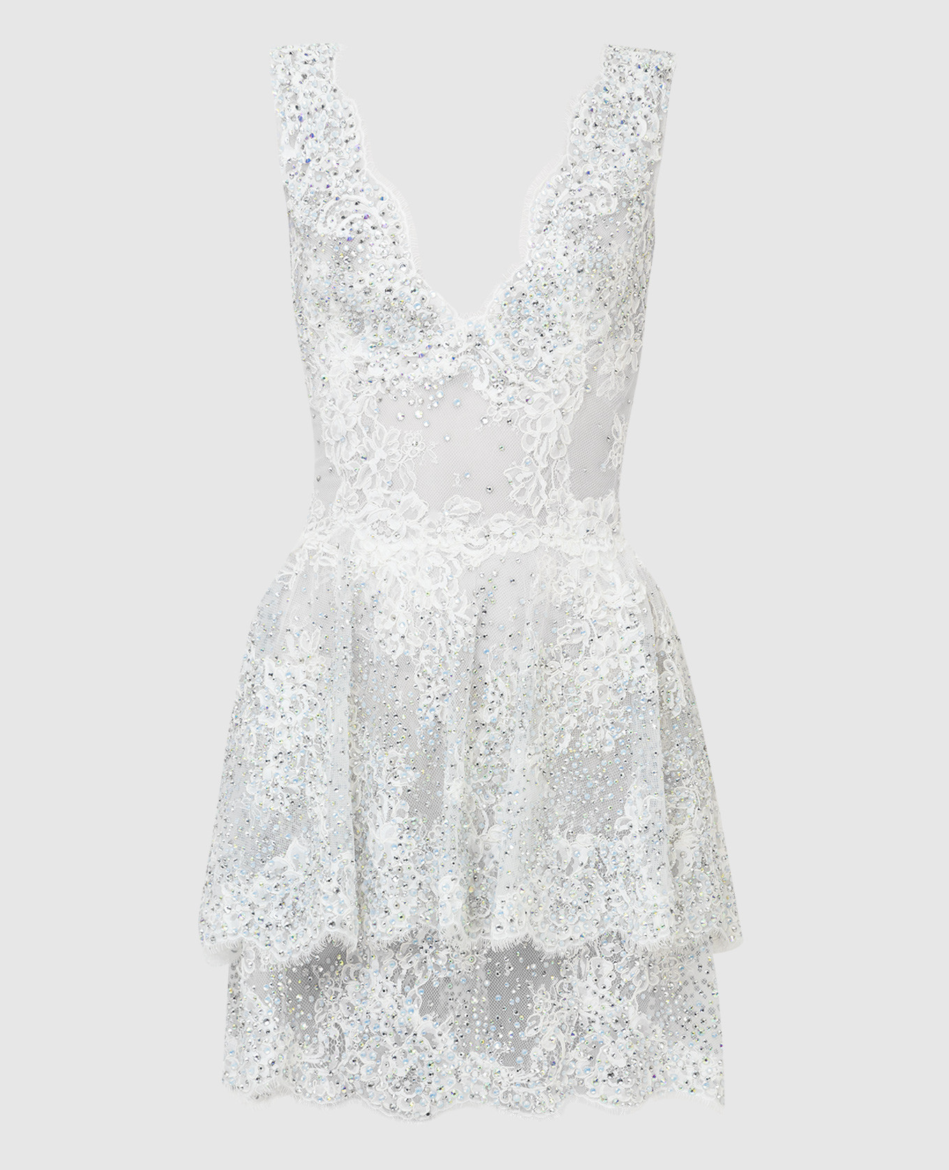 Белое коктейльное платье с кристаллами