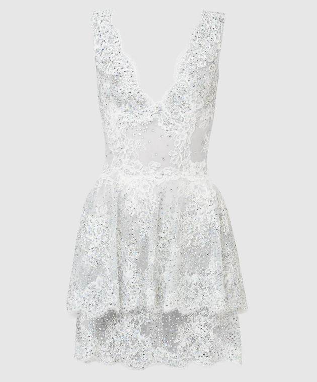 Ermanno Scervino Белое коктейльное платье с кристаллами D392Q350OJI