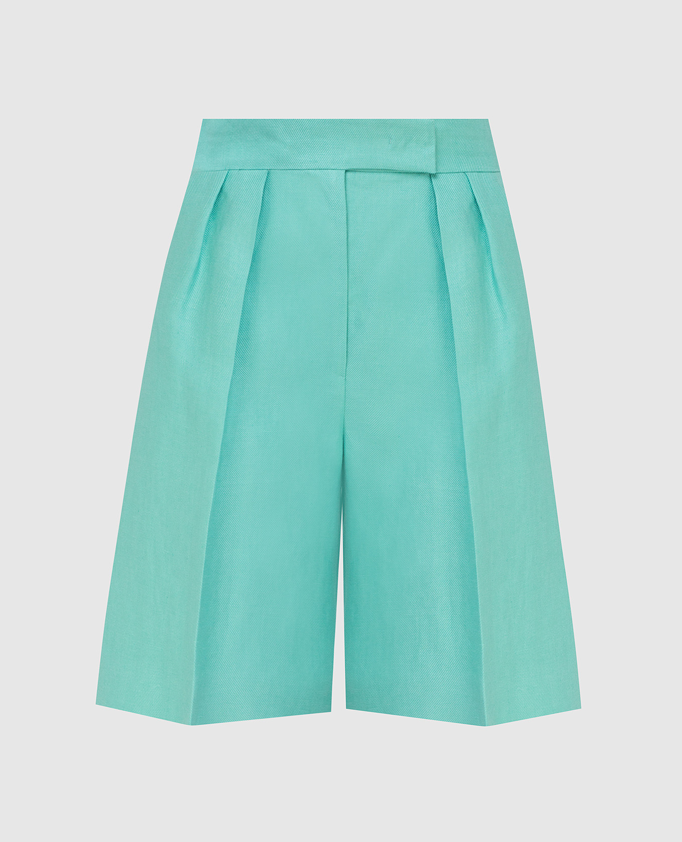 

Бирюзовые льняные бермуды с высокой посадкой Max Mara, Бирюзовый, Повседневные брюки casual