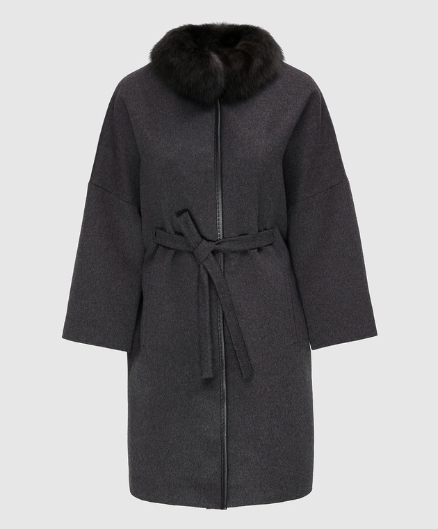 Real Furs House Темно-сіре пальто CSR7177