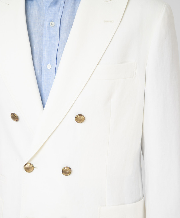 Brunello Cucinelli Світло-бежевий блейзер з льону MW4317BBDM зображення 5