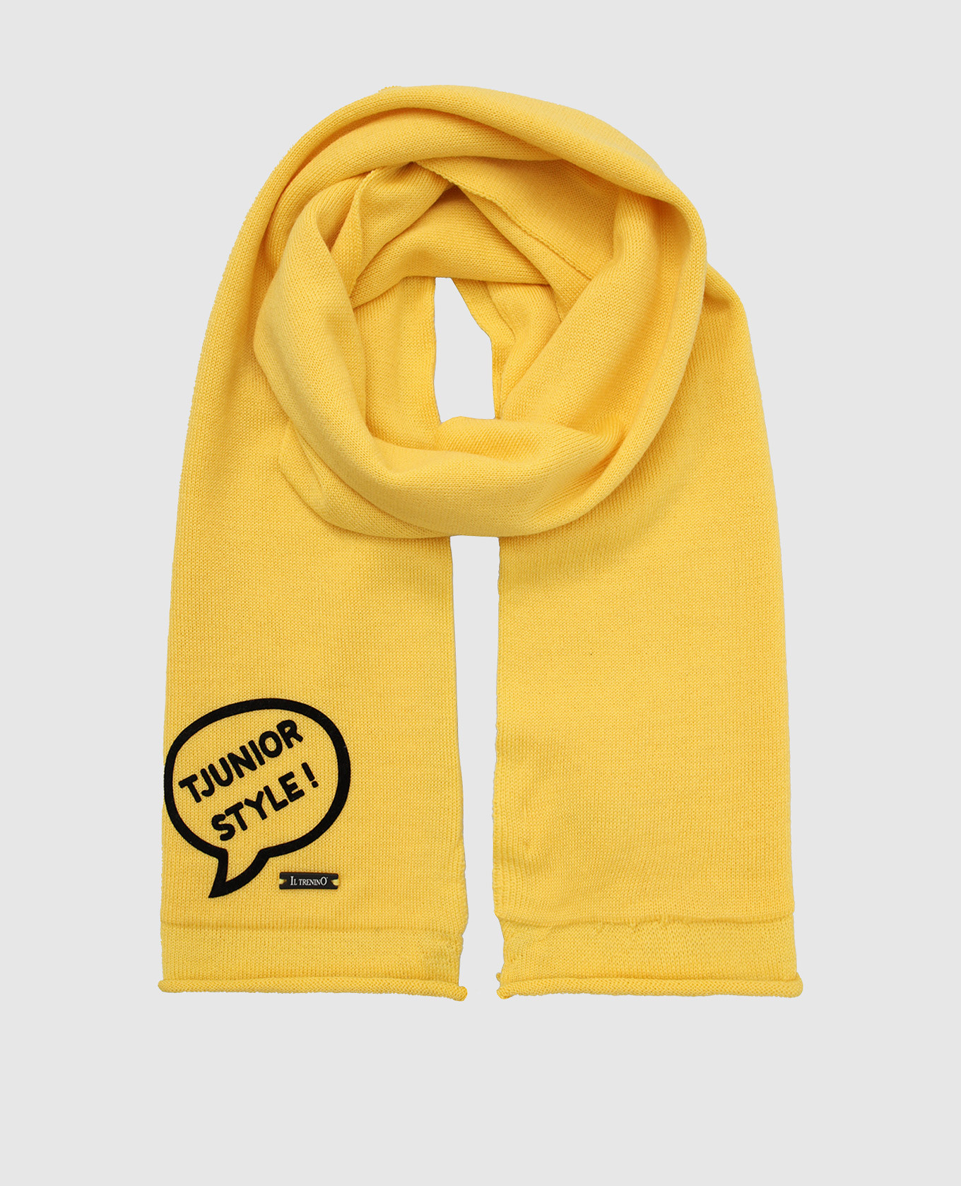 Дитяча жовтий шарф з вовни з принтом