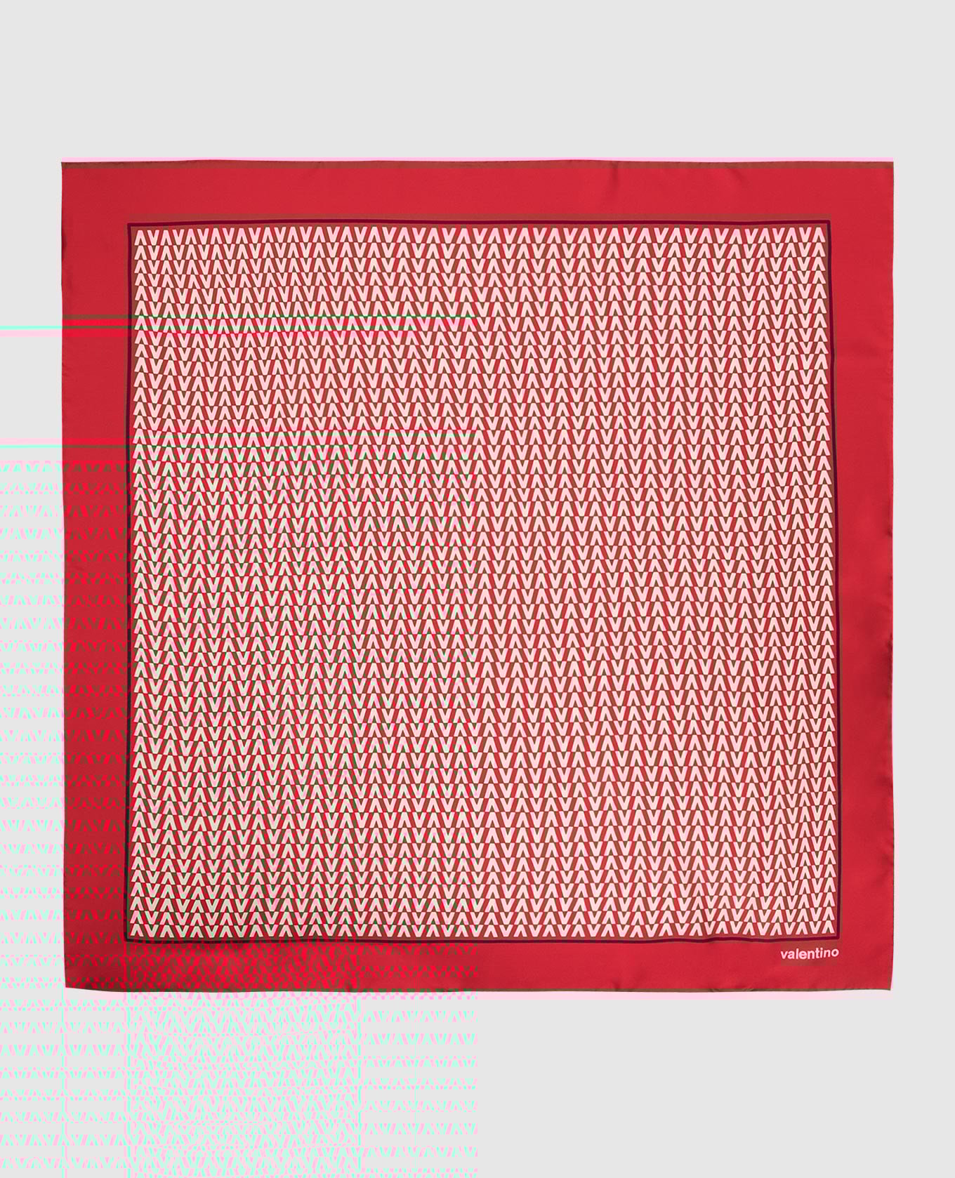 

Красный шелковый платок с узором логотипа Valentino, Шарфы