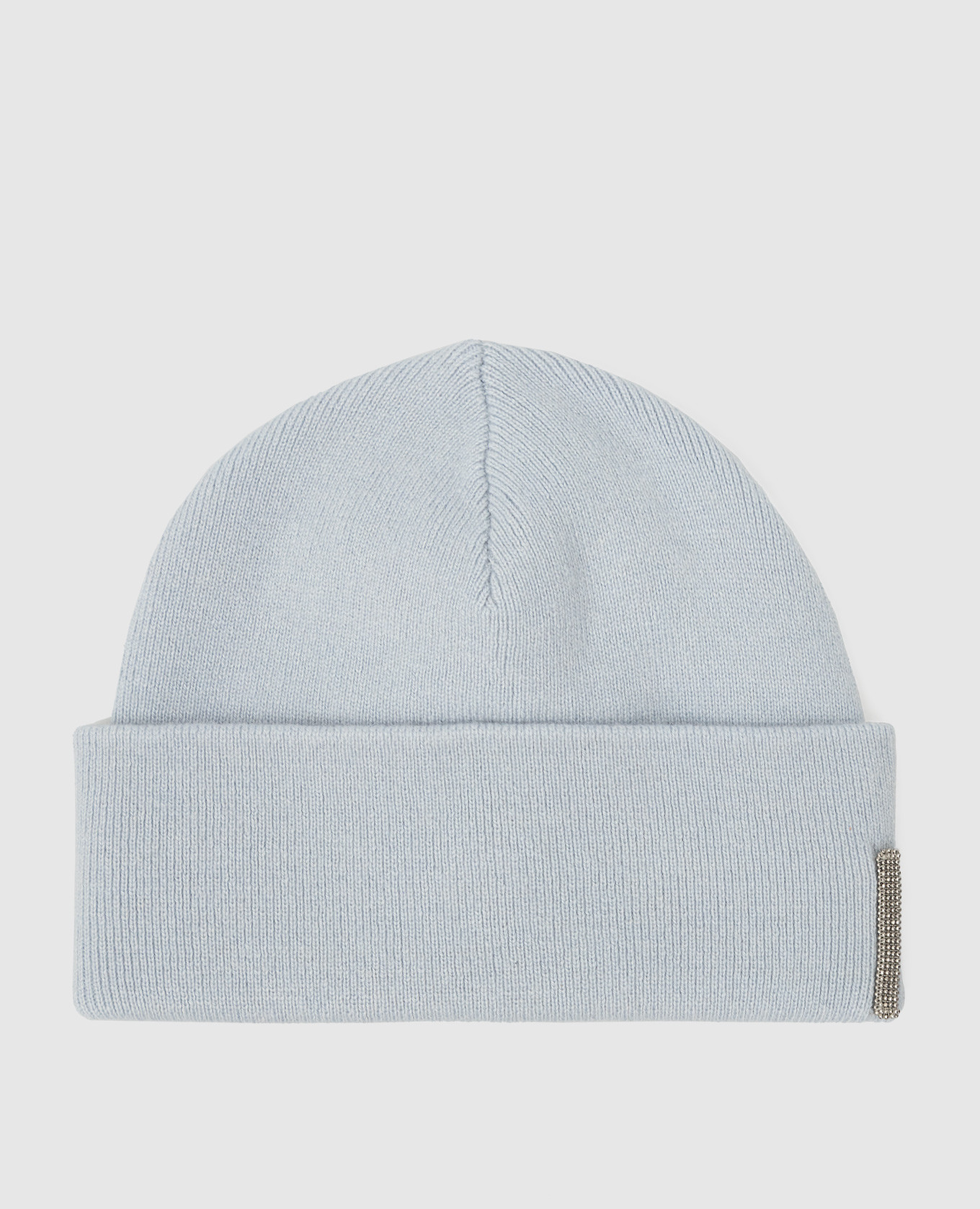 Baby blue cashmere hat with chains