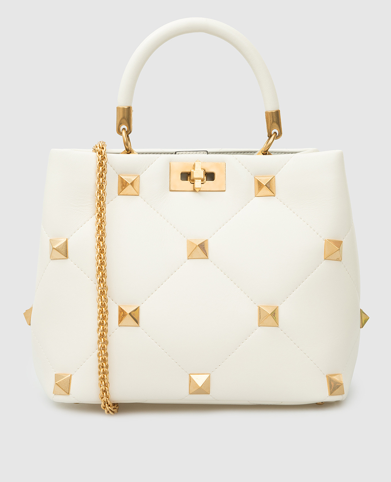 

Светло-бежевая кожаная сумка Roman Stud The Handle Bag, Бежевый, Сумки через плечо