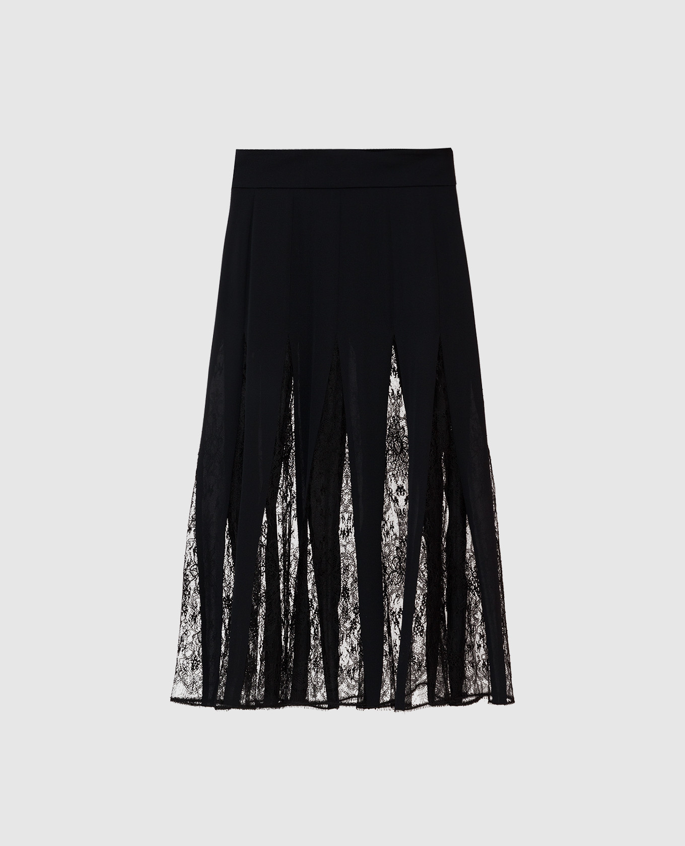 

Юбка-миди Charmeuse с кружевными вставками, Черный, Юбки прямые