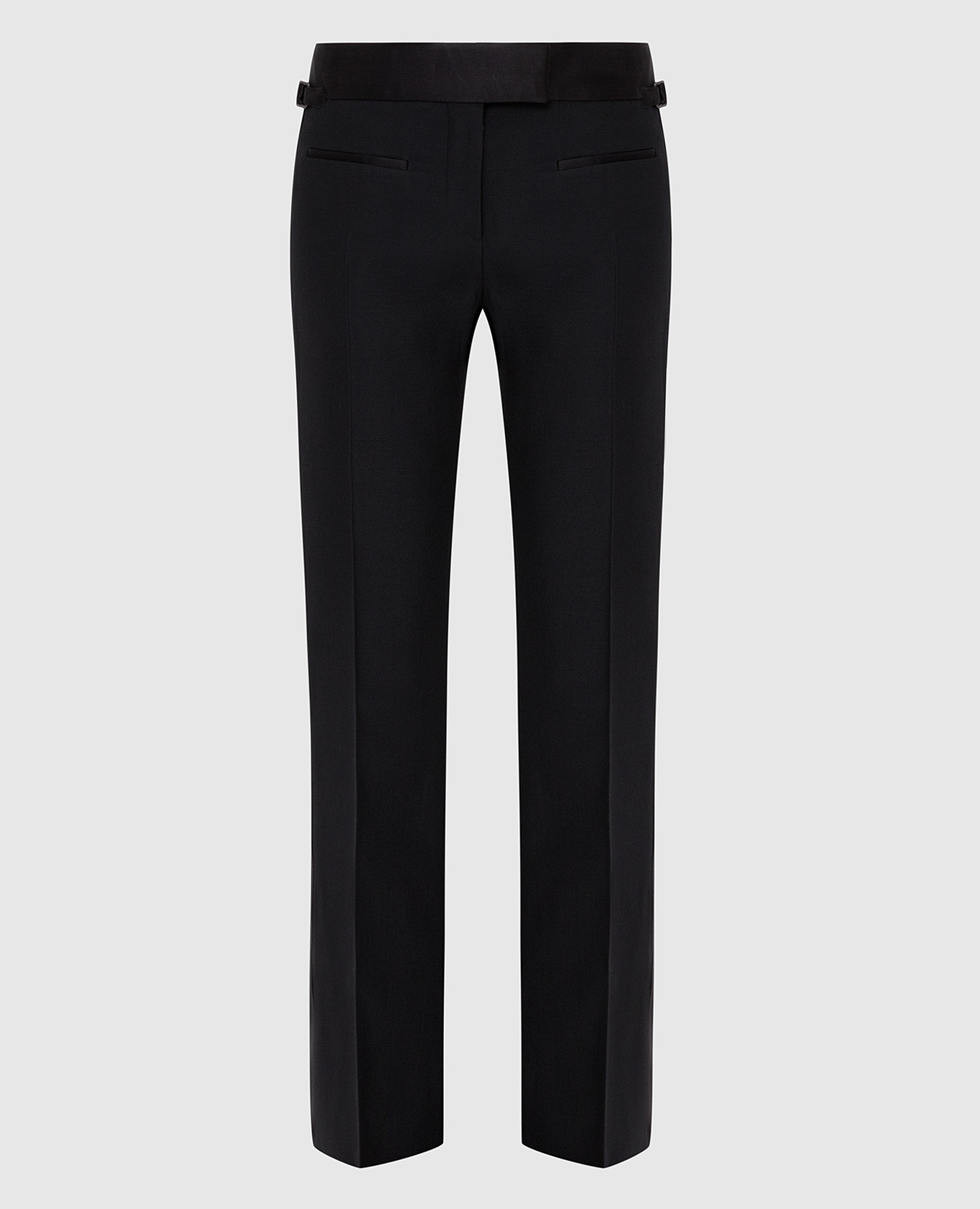 

Черные брюки из шерсти и шелка, Черный, Прямые брюки