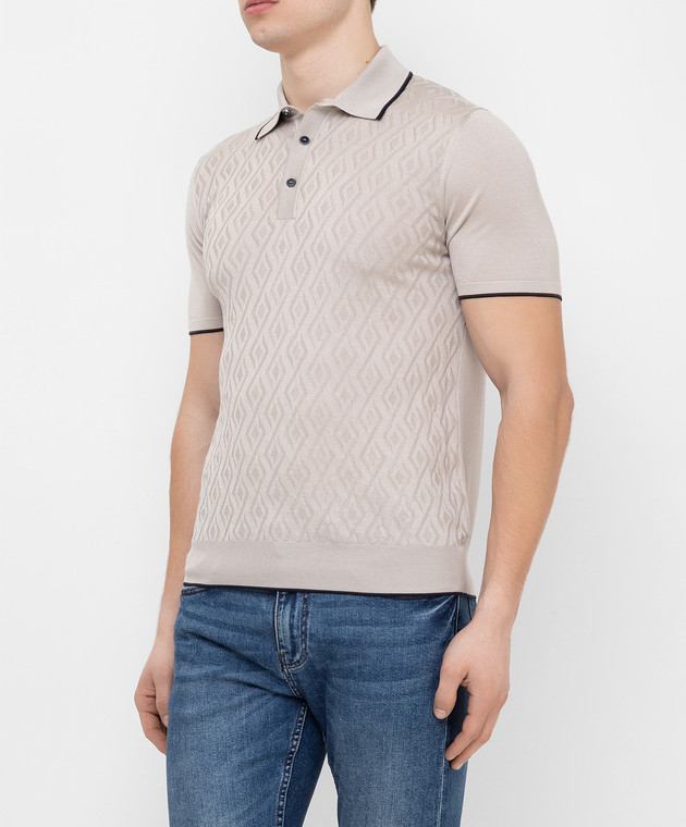 Bertolo Cashmere Светло-бежевое поло из шелка 902113001971 изображение 3