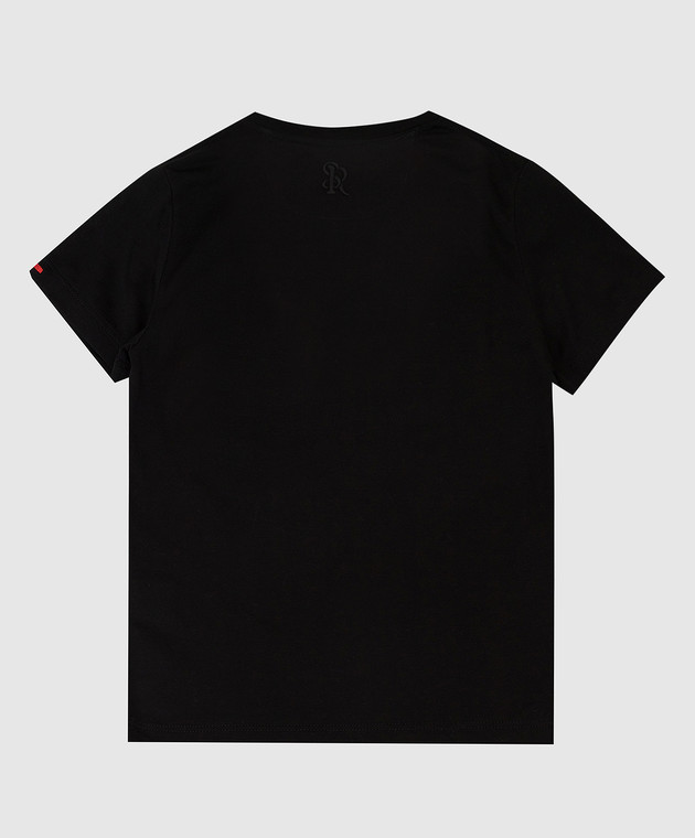 Stefano Ricci Детская черная футболка с вышивкой монограммы YNH0300300TE0001 изображение 2