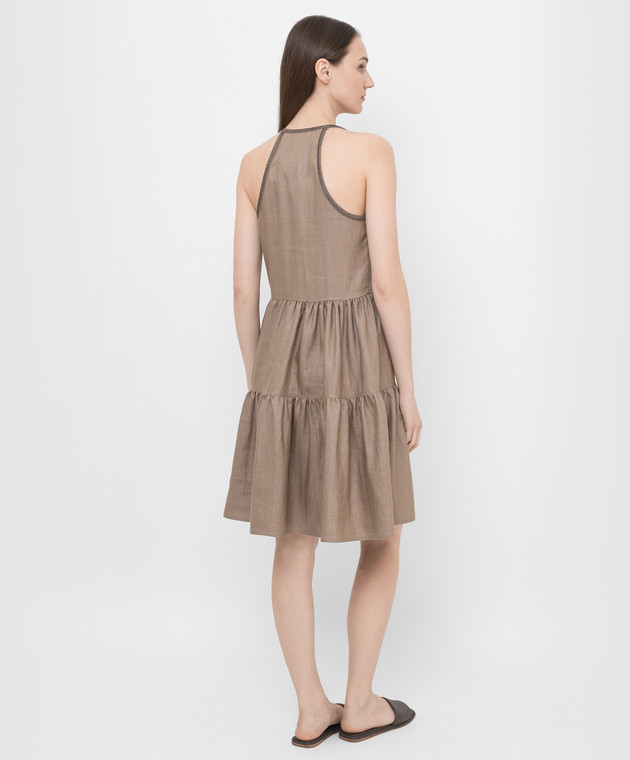 Brunello Cucinelli Темно-бежева сукня з ланцюжками MH135A4884 зображення 4