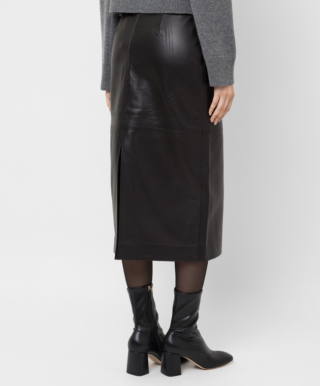 CO Шкіряна спідниця міді з розрізами 3556LPL зображення 4