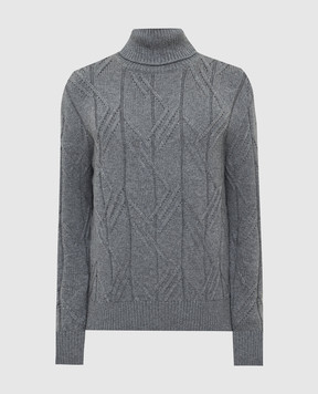 Loro Piana Серый свитер из кашемира в узор FAL9215
